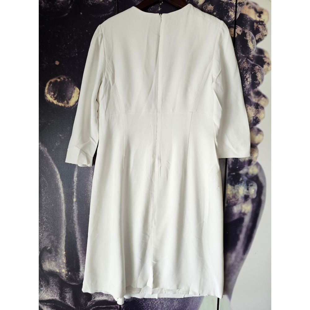 Escada Dequineta Off-White 3/4 Sleeve Shift Dress Size 42 1006326 01 - Picture 7 of 11